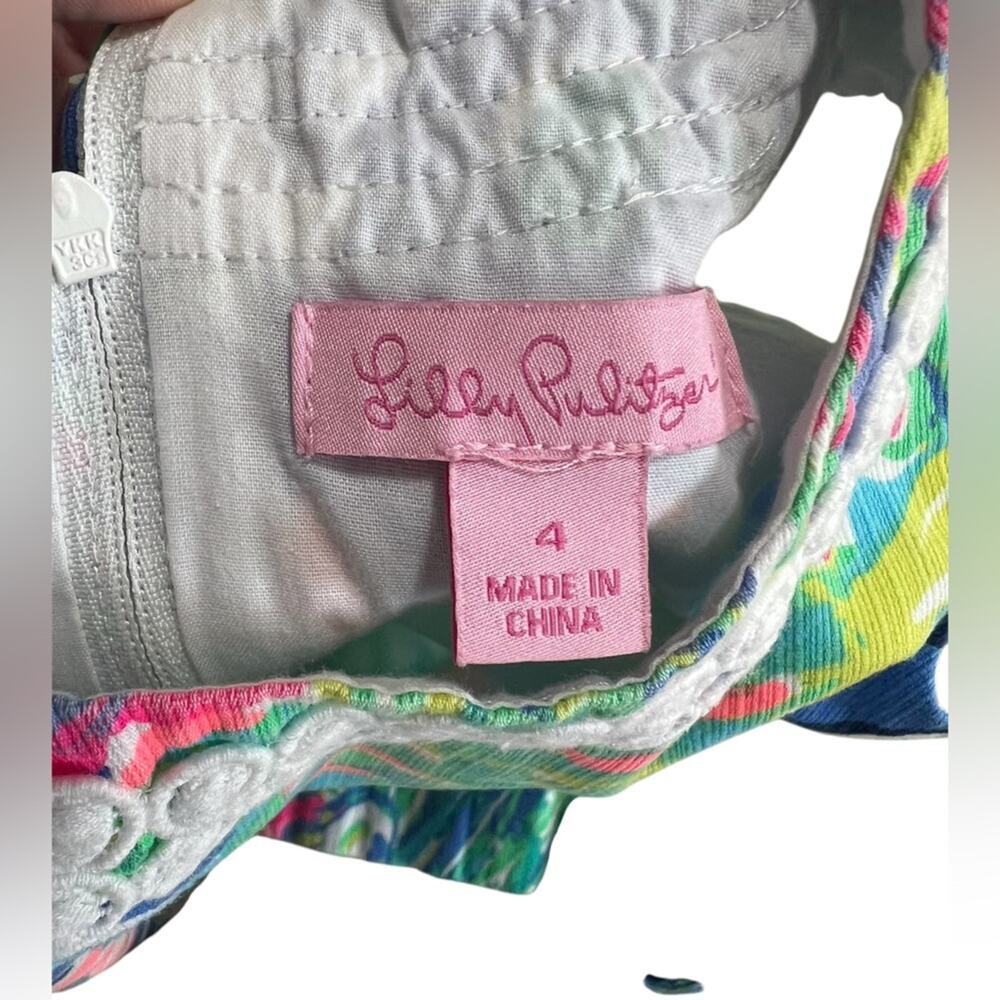 Lilly Pulitzer Girls Size 4 Tropical Print Shift Dress With Embellished Details - Picture 6 of 7